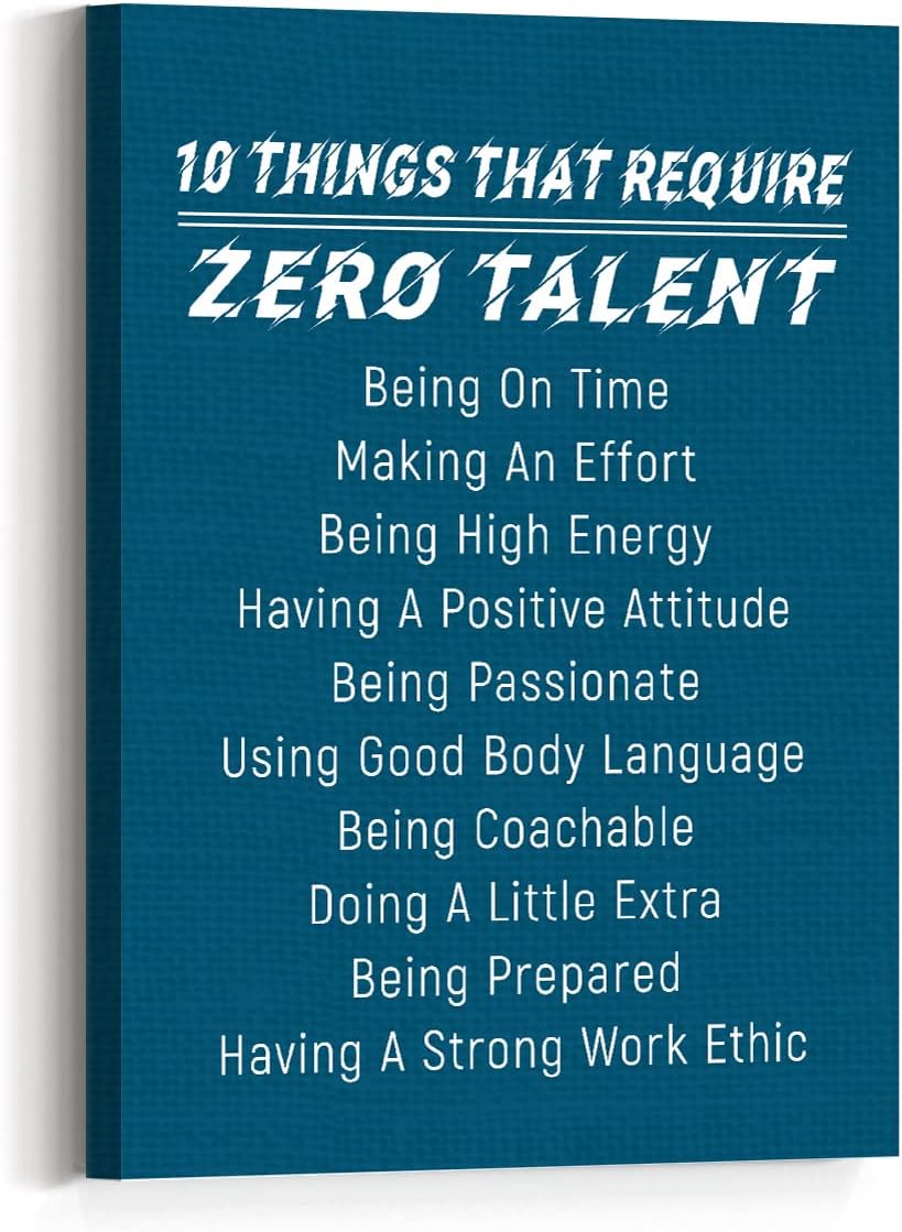 10 Things That Require Zero Talent Wall Decor,Ten Things That Require Zero Talent Blue Motivational Quote Canvas Framed Wall Art for Home Office 12"x 15"