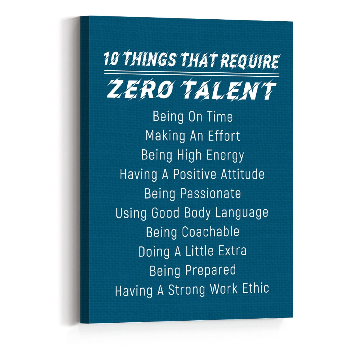 10 Things That Require Zero Talent Wall Decor,Ten Things That Require Zero Talent Blue Motivational Quote Canvas Framed Wall Art for Home Office 12"x 15"