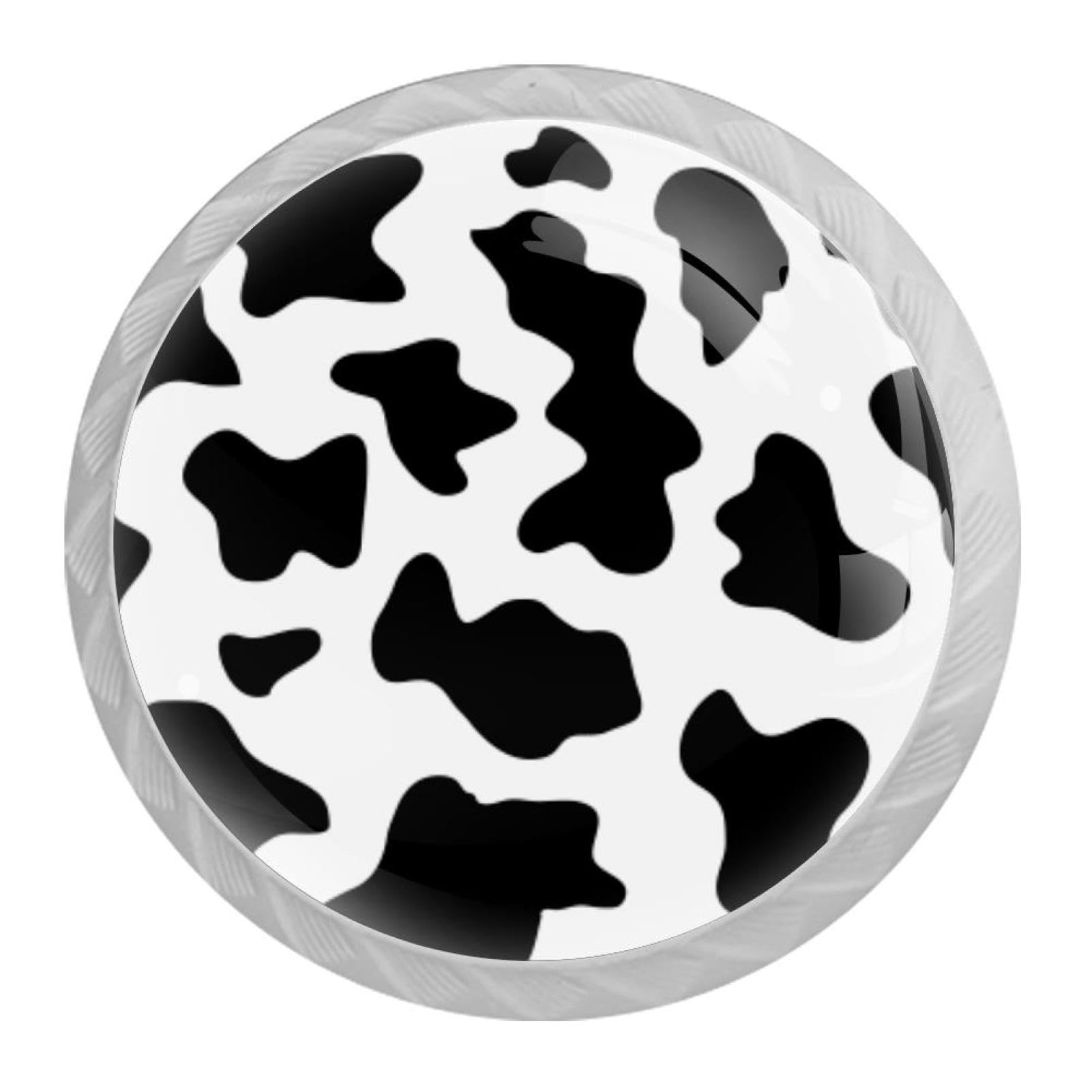 Tqmspg 4 Pieces Drawer Pulls Cow Print Door Knobs Dresser Handles for Kitchen Wardrobe Cupboard Hardware Furniture
