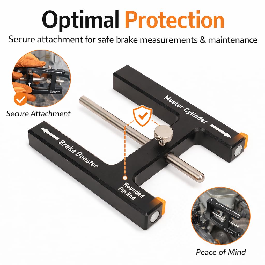 Brake Adjustment Tool, Aluminium Alloy Brake Booster Adjustment Tool, Brake Master Cylinder Push Rod Length Gauge Suit, Brake Pedal Distance Adjustment Tool with Magnet