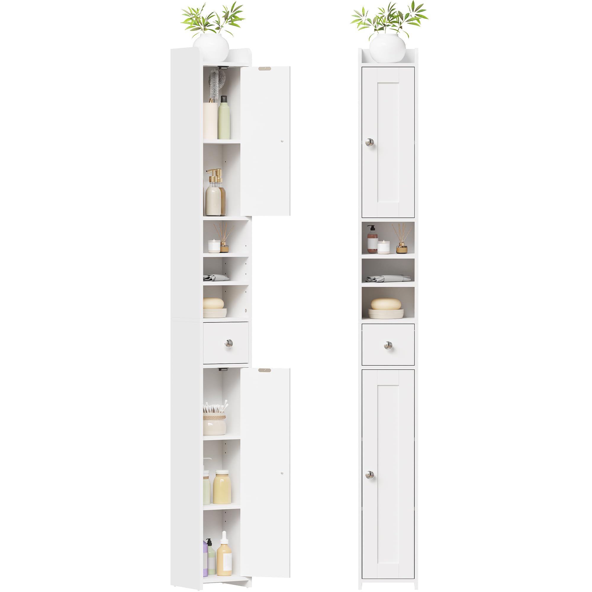 YUNSCEND Tall Slim Bathroom Storage Cabinet with Adjustable Shelve 20ร180cm