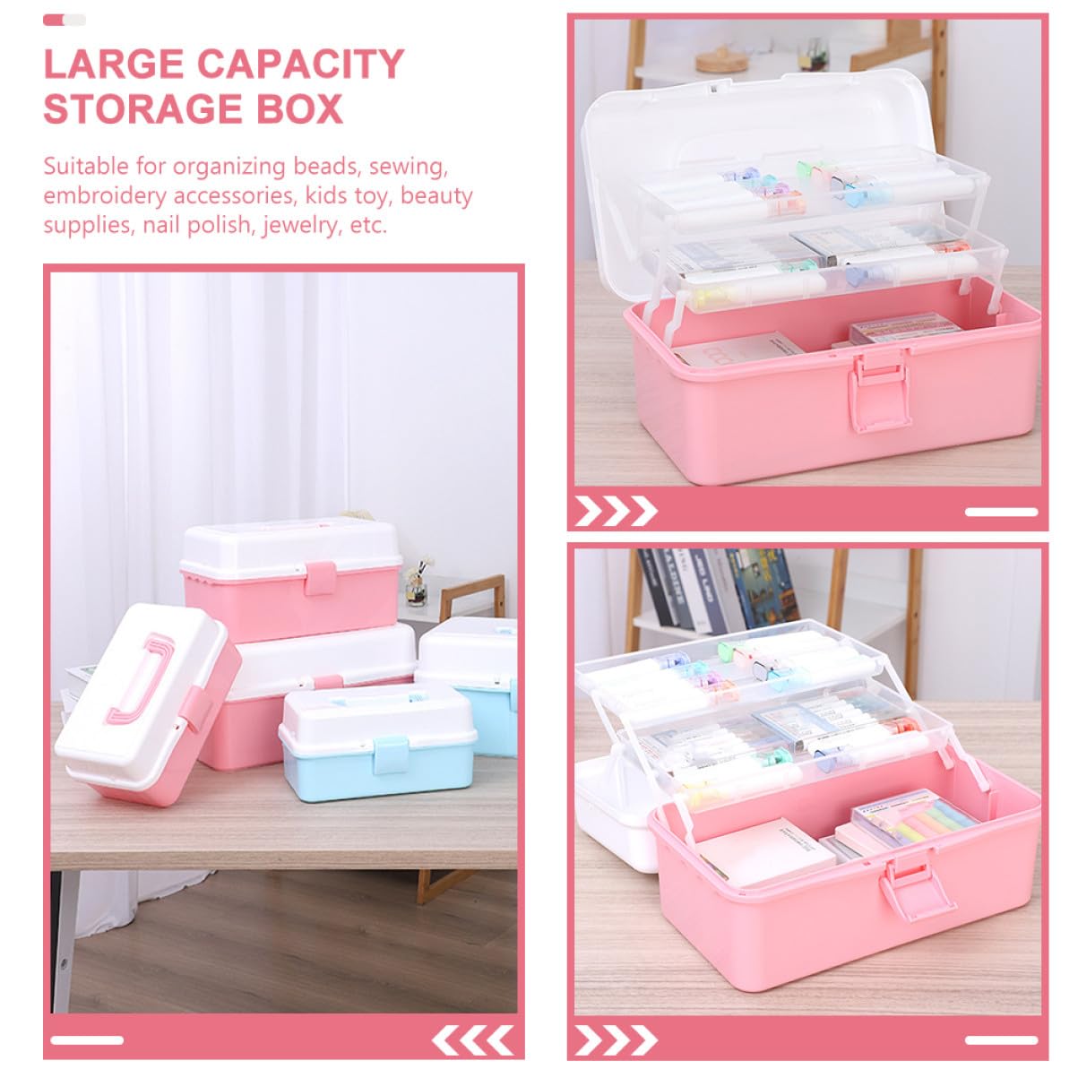 Scatola Porta Oggetti per Pittura in Pp Design a Strati Separati, Organizer Portatile per Strumenti Artistici e Cancelleria, per Mantenere Ordinata la Scrivania