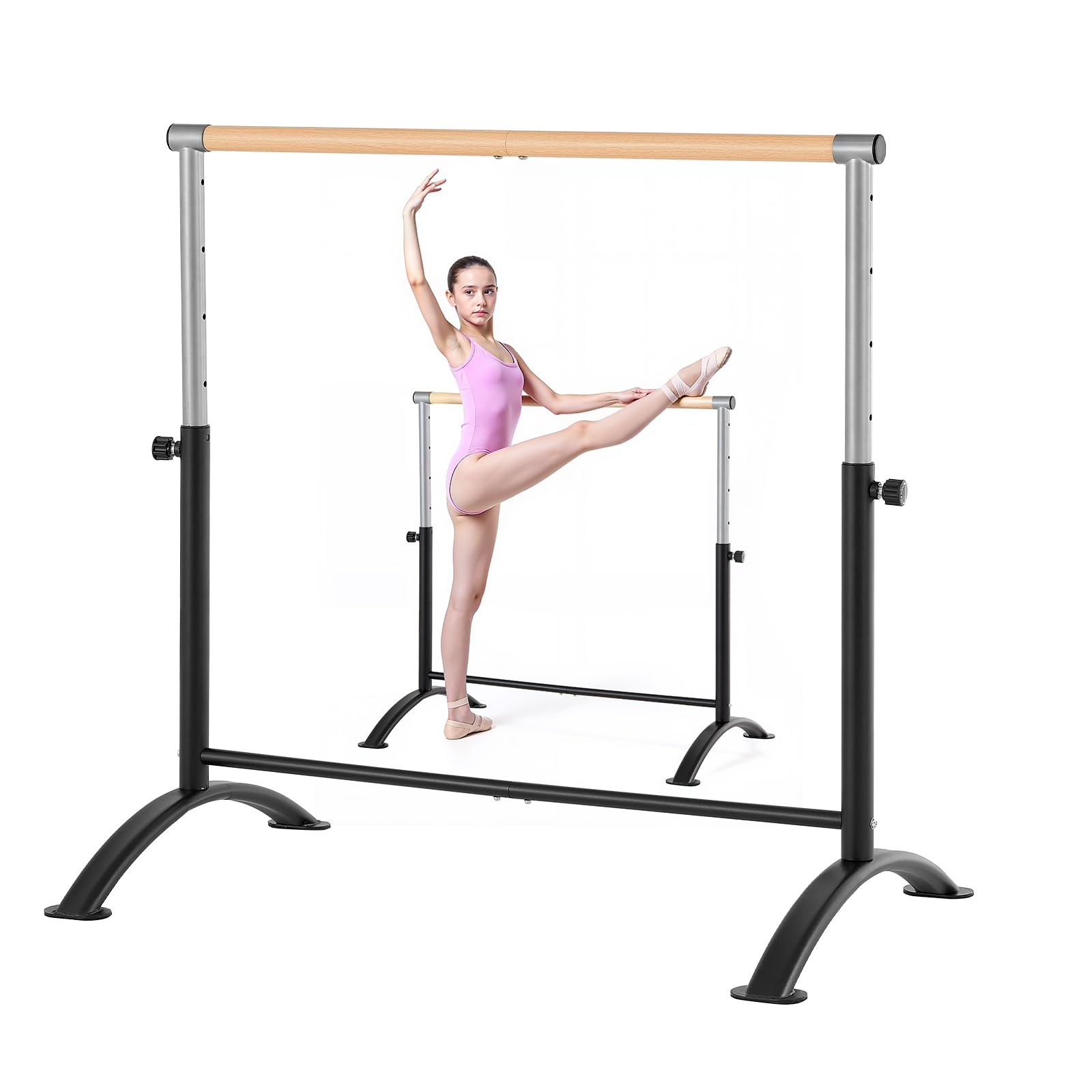 VEVOR Barra de Ballet Portátil Independiente, Altura Ajustable, Antitambaleo, Equipo de Estudio de Gimnasio
