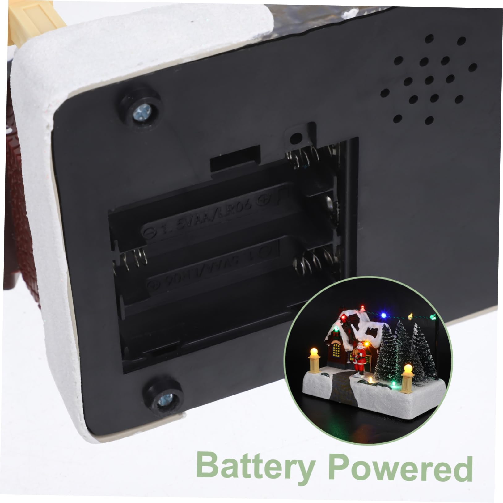 ULTECHNOVO Adorno Navideño Iluminado de Resina con Caja Musical Elegante para Adorno Festivo de Oficina o Hogar