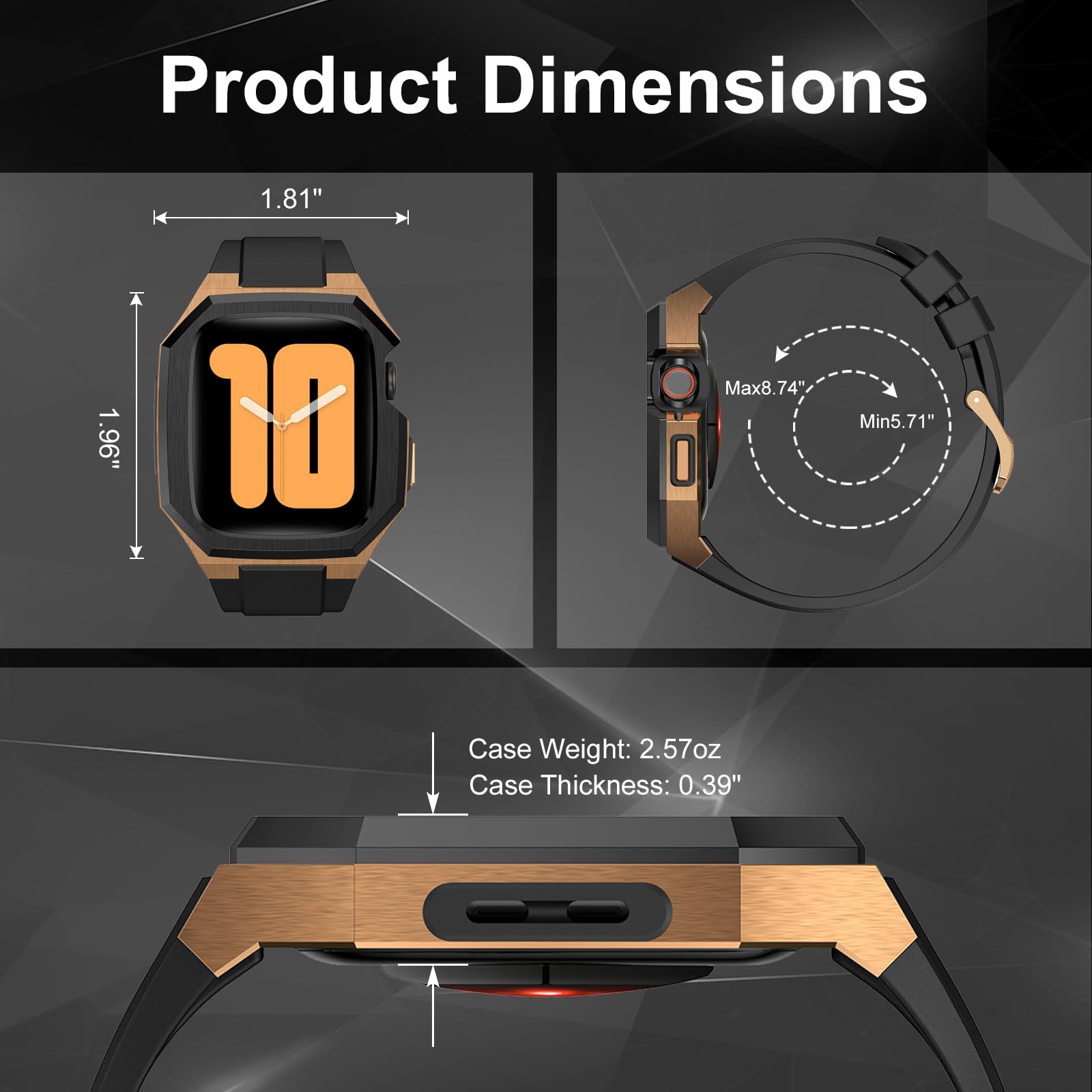 Lujosa funda de metal con correa compatible con Apple Watch 44 mm, 45 mm, 49 mm, resistente funda para hombre con correa de silicona suave para iWatch Serie 8/7/6/SE/5/4 e iWatch Ultra 49 mm