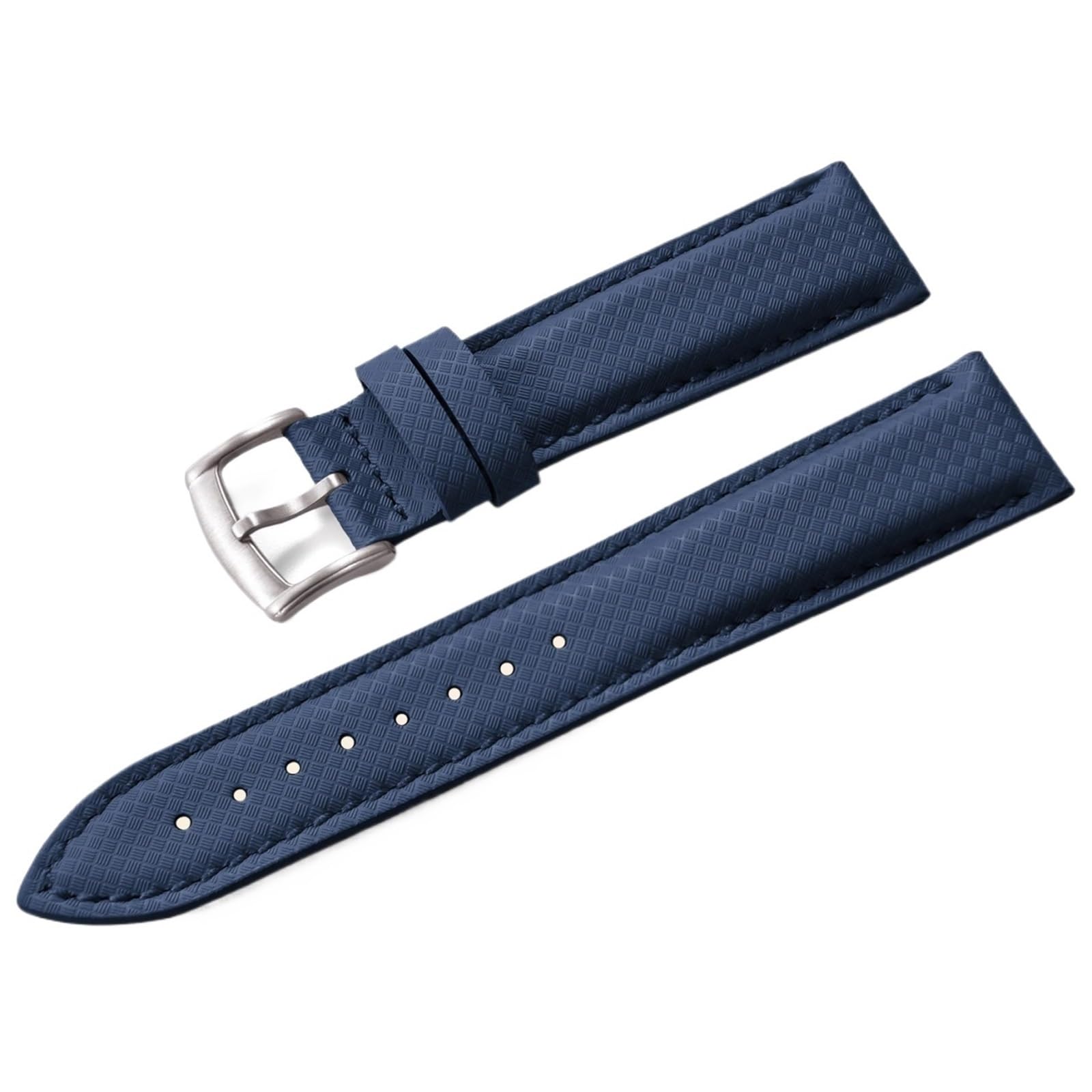 Generico Bracelet en toile pour voiles composite - Couches de cuir avec boucle, 18-22 mm(Dark Blue-Silver B,19mm)