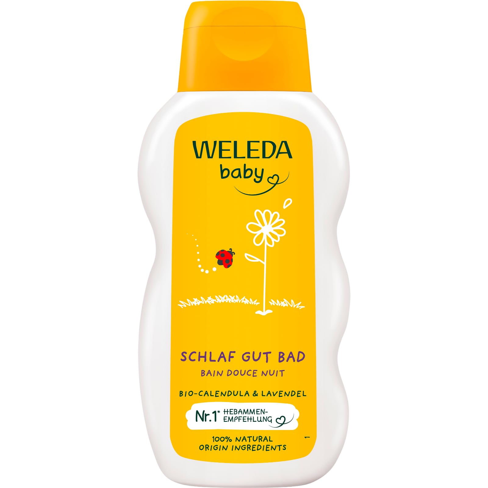 WELEDA Bio Baby Calendula Schlaf Gut Bad – Naturkosmetik Pflegebad mit Mandelöl, Sesamöl & Lavendelöl zur abendlichen Entspannung für Babys - Natürlicher Badezusatz für Babys & Kinder (vegan, 200ml)