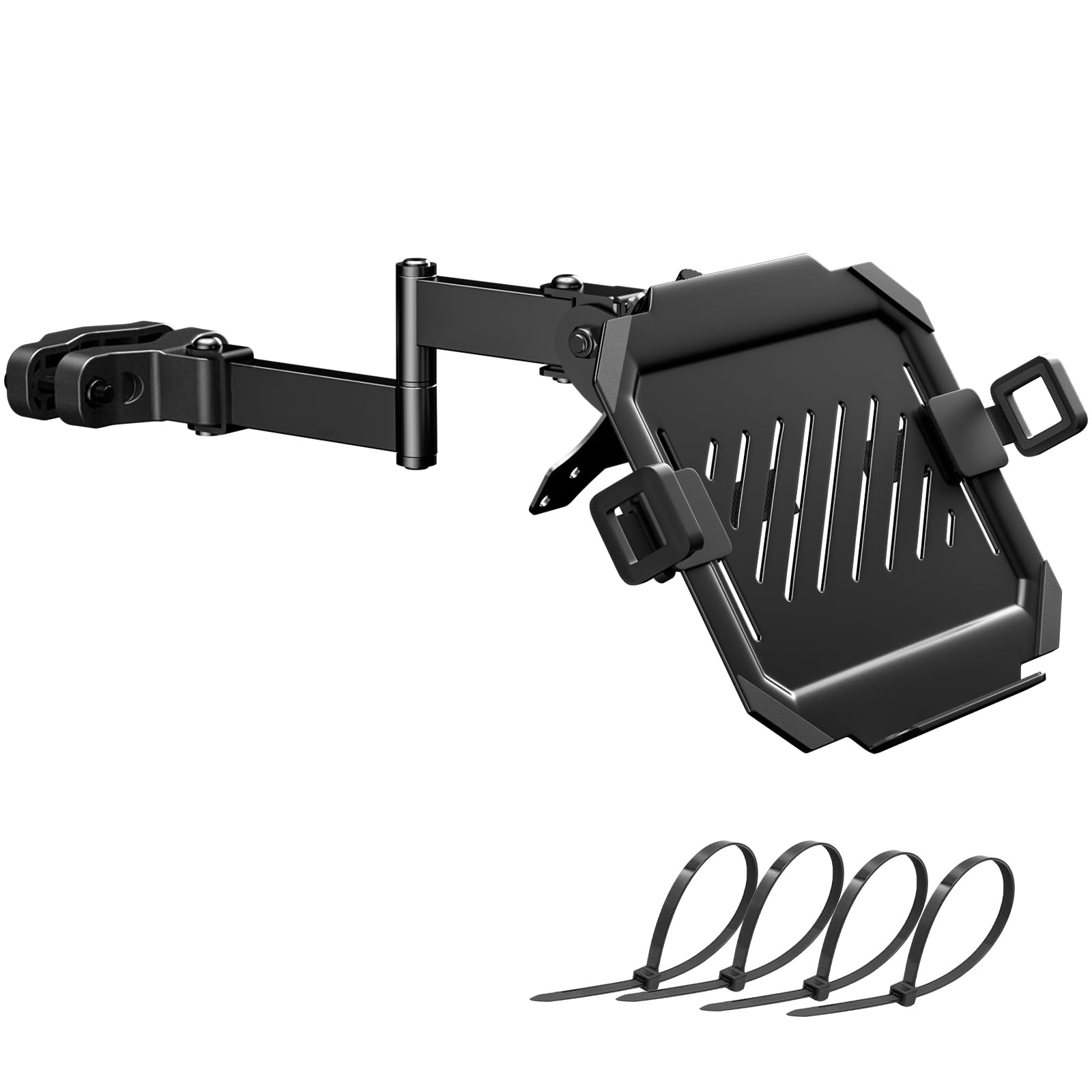 PUTORSEN Laptop Pole Mount Tray – Universal Full Motion Arm Holder with Removable 75mm & 100mm VESA Plate, Fits 12–18 Inch, Black