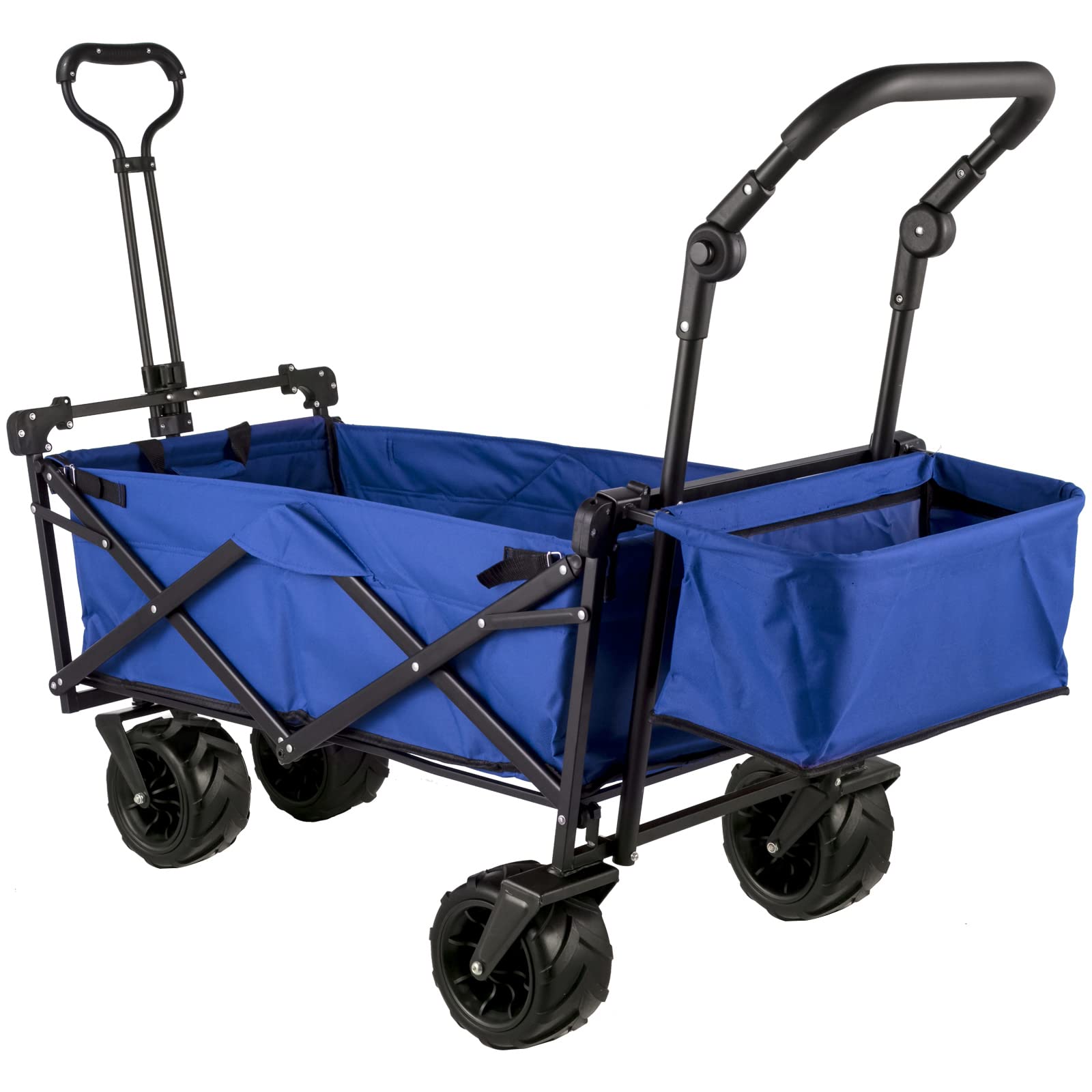 VEVOR Bollerwagen Faltbar 92,7 x 54,3 x 98,5 cm, Handwagen faltbar 100 kg, Blauer Bollerwagen Dach Luftreifen 600D Oxford Polyester, Klappbarer Handwagen mit 2 Klettbändern, für Aktivitäten im Freie