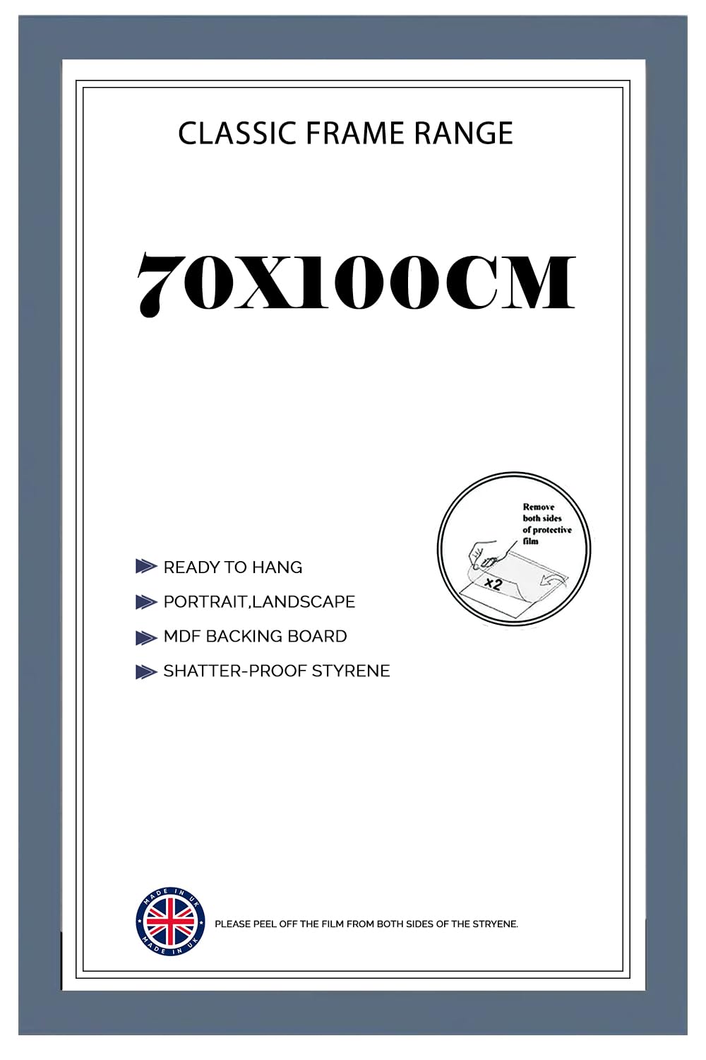 Modern Wide Poster Frame 70x100cm MDF HD Clear Front Jigsaw Puzzle Portrait or Landscape Dark Grey โ image 1