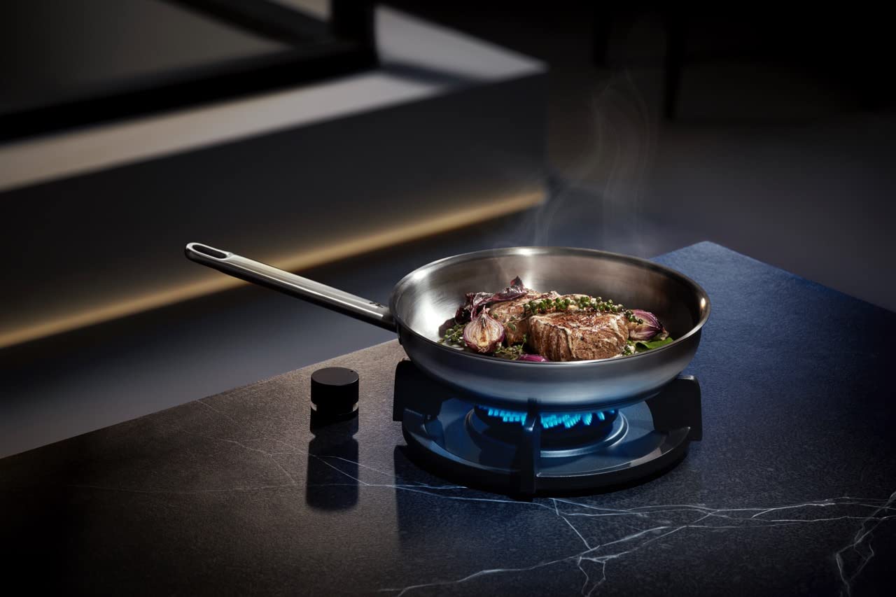WMF Ultimate - Sartén de acero inoxidable (28 cm, sin revestimiento, base plana, inducción, acero inoxidable Cromargan pulido, apta para horno, apta para lavavajillas