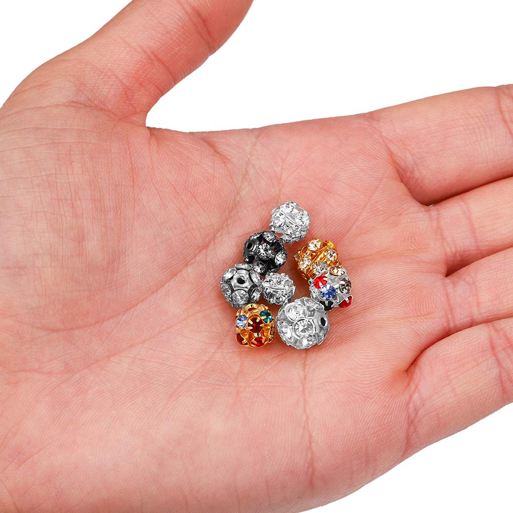 Ciondolo 30 pz/Lotto Rame Placcato Vetro Strass Sfera Perline imita Cristallo Rotondo distanziatore Perline sparse (Oro 6 mm)