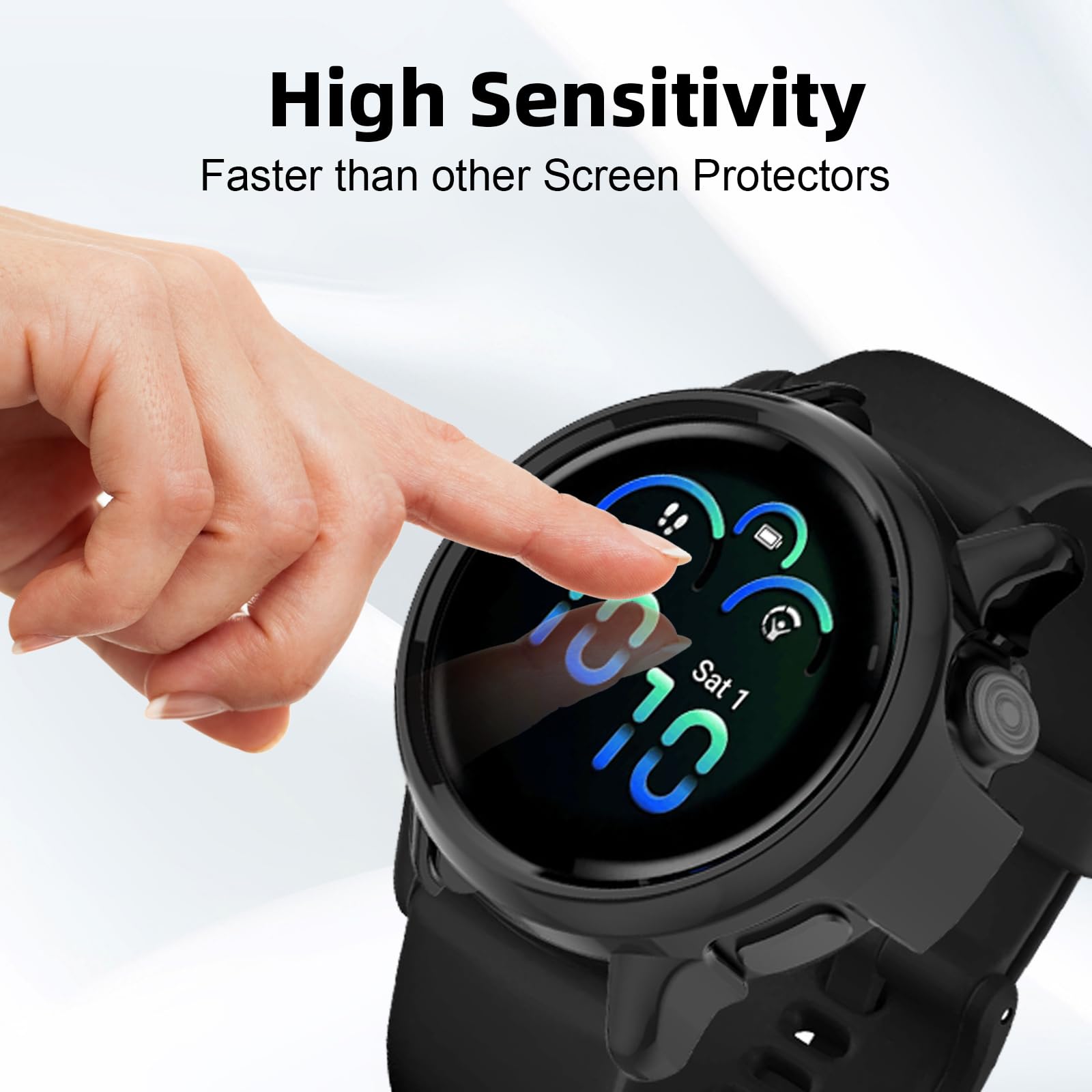 Etui ochronne kompatybilne z Garmin Vivoactive 6, 2 sztuki, twarde etui z ochroną wyświetlacza do szkła pancernego, odporne na zarysowania, etui ochronne z poliwęglanu (PC), ultra cienkie