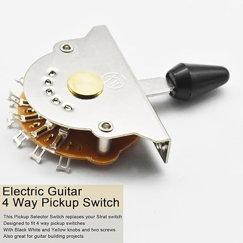 Miniatura 10 de Interruptor selector de pastilla de 5 vías para guitarra eléctrica con perilla negra, blancaamarilla para guitarra eléctrica Fender Strat, 8 patas