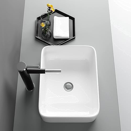 Miniatura 56 de Fregadero montado en la pared de 13 x 11 pulgadas, fregadero de pared rectangular de porcelana blanca de cerámica, lavabo artístico, orificio