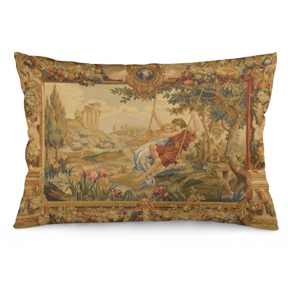 Skasueko Rugs French Tapestry Throw Pillow Case Square Cozy Pillow Cover Home Decor for Living Room Sofa Car Cushion 12''X 20''