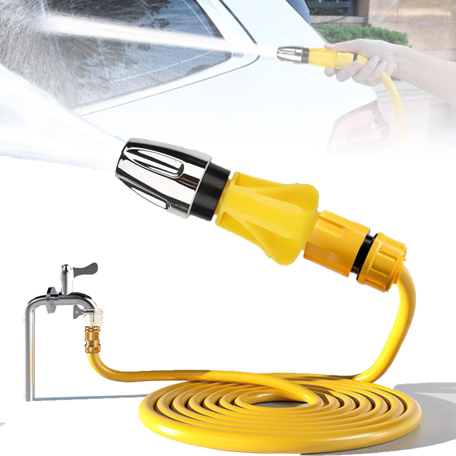 Car Hose Nozzle with 16ft Water Pipe, High Pressure Water