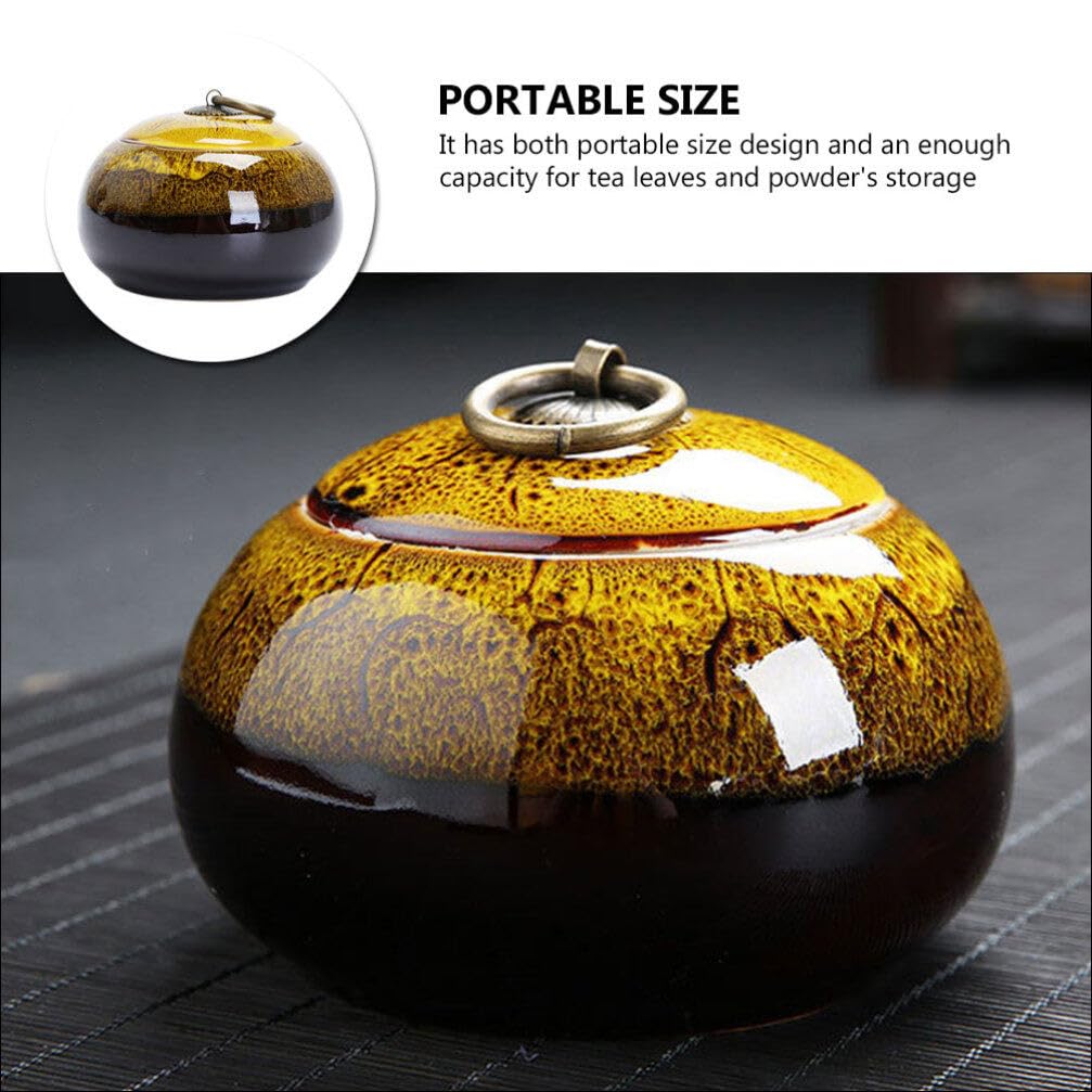 Garneck Keramik Teedose Vintage Design | Luftdichter Teebehälter Mit Deckel | 9,5x5,5cm Teeaufbewahrung