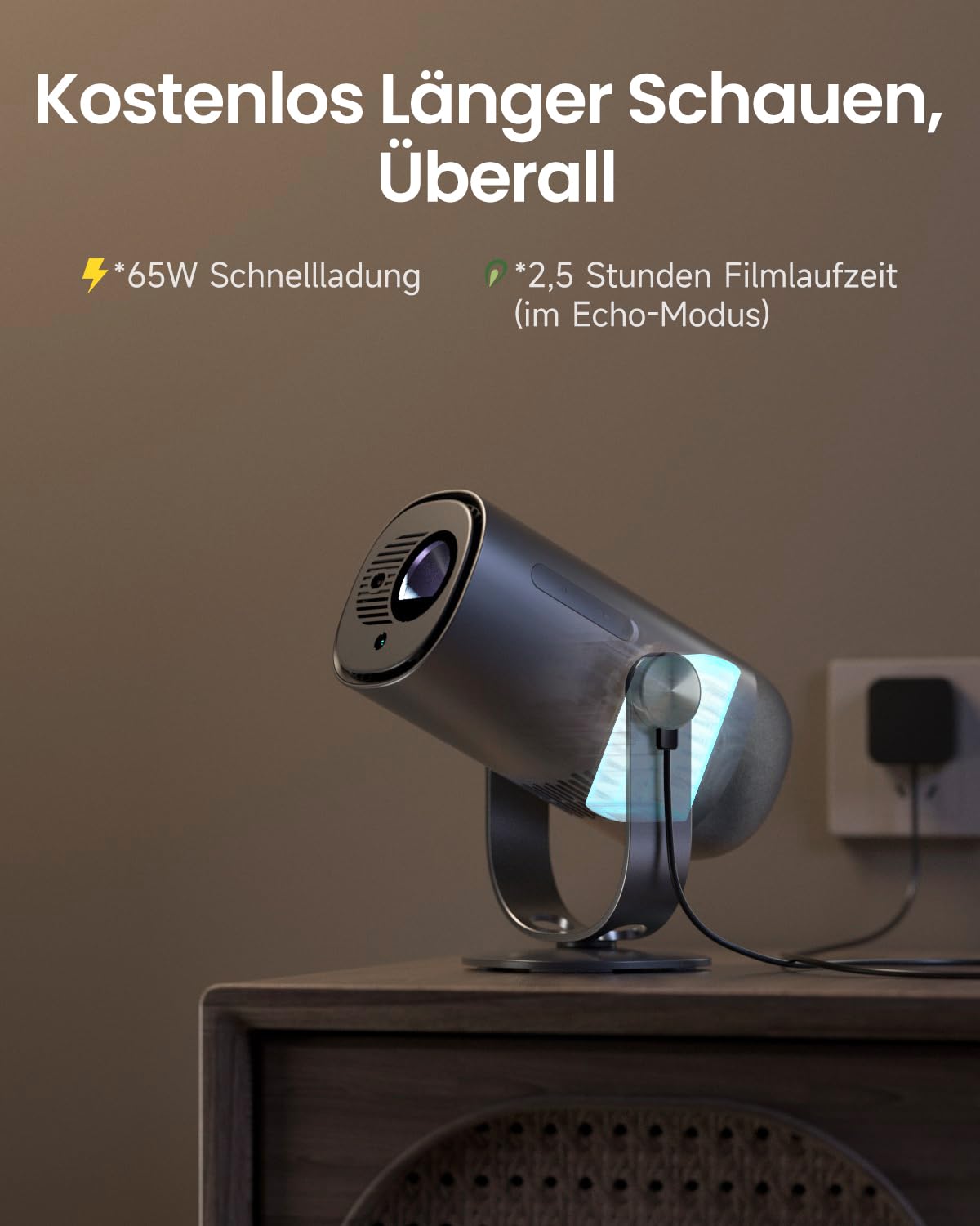 Dangbei Freedo Beamer mit Akku, 450 ISO Lumen, Google TV & Netflix, Dolby Audio, 1080P, HDR10, 165° Ständer, Smart Beamer mit WiFi & Bluetooth für Zuhause Outdoor, 2,5 Std Laufzeit, inkl. Tragetasche