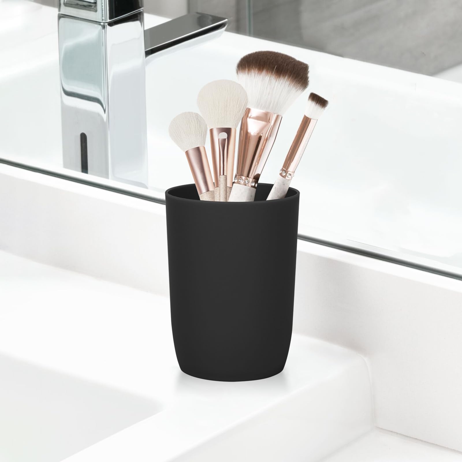 Vasos para cepillos de dientes apilables para adultos y niños, 4 unidades, 280 ml (negro)