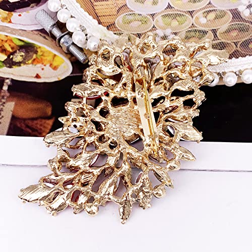 Image of SELOVO Big Large Leaf Brooches and Pins Scarf Decoration Gold Tone