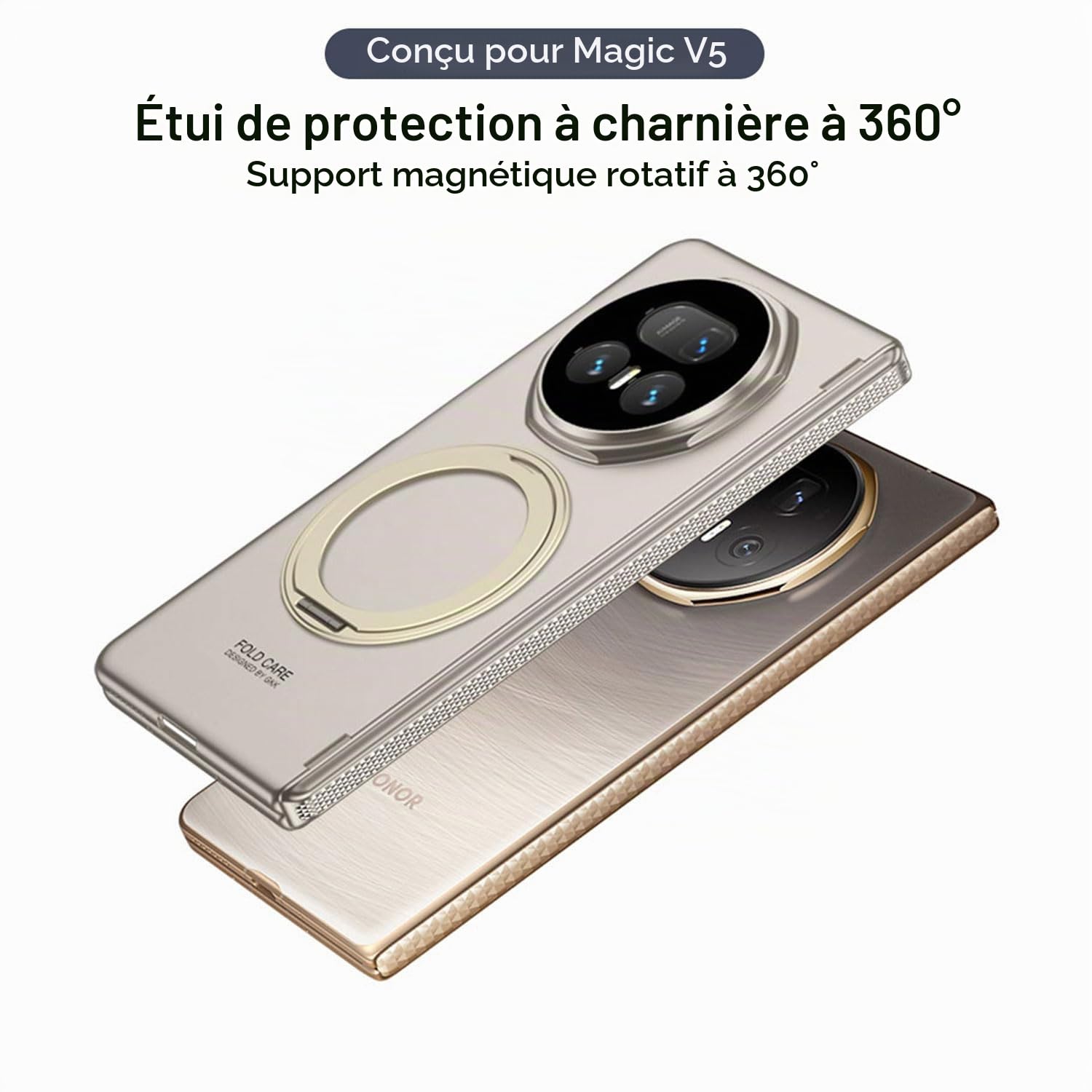 COQUE Étui pour Honor Magic V5 avec Film Trempé, Tout Compris Pliable à Charnière,Housse de Téléphone Pliante pour Honor Magic V5 5G-Noir