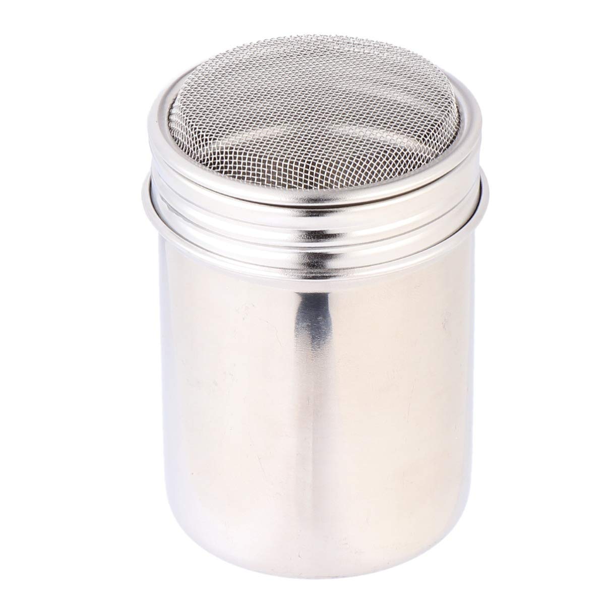 KICHOUSE 1pc Cocoa Sprinkler Shaker Silver Mesh Condiment Bottle 304 Stainless Steel Steel Condiment Pot Icing Sugar Shaker