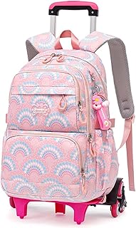 Climberty® School Bag for Girls 7-12 Years Old Cute Heart Print Kids Trolley School Bag with 6 Wheels and Detachable Wheel... Price In India