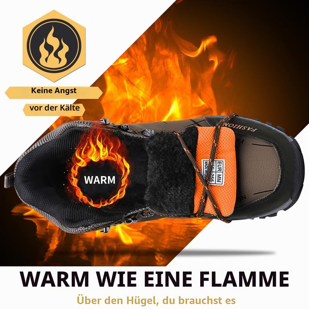 Littleplum Herren Wanderschuhe mit Warm Gefütter Atmungsaktiv Outdoor Trekkingschuhe Rutschfeste Hiking High Top Wanderstiefel Leichte Sportschuhe