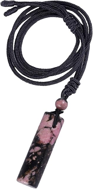 Nupuyai Healing Crystal Cylinder Necklace for Women Men, Reiki Chakra Energy Pendant with Adjustable Cord 68cm