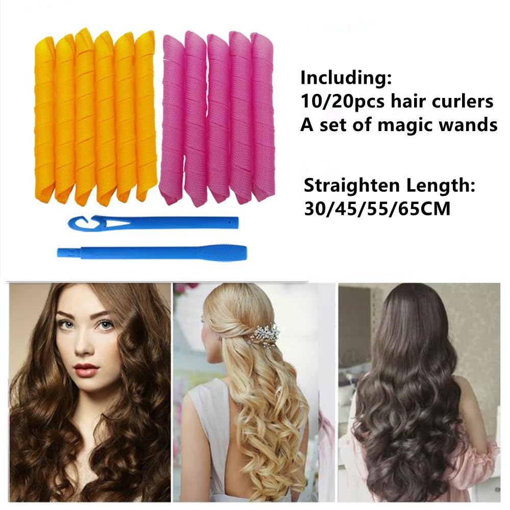 Bigodini 10 pz Bigodino di capelli senza calore Nessun calore Rulli di capelli Dormire Morbidi riccioli a spirale Pigro Perm Asta di arricciatura Wave Formers Strumenti for lo styling dei capelli Bigo