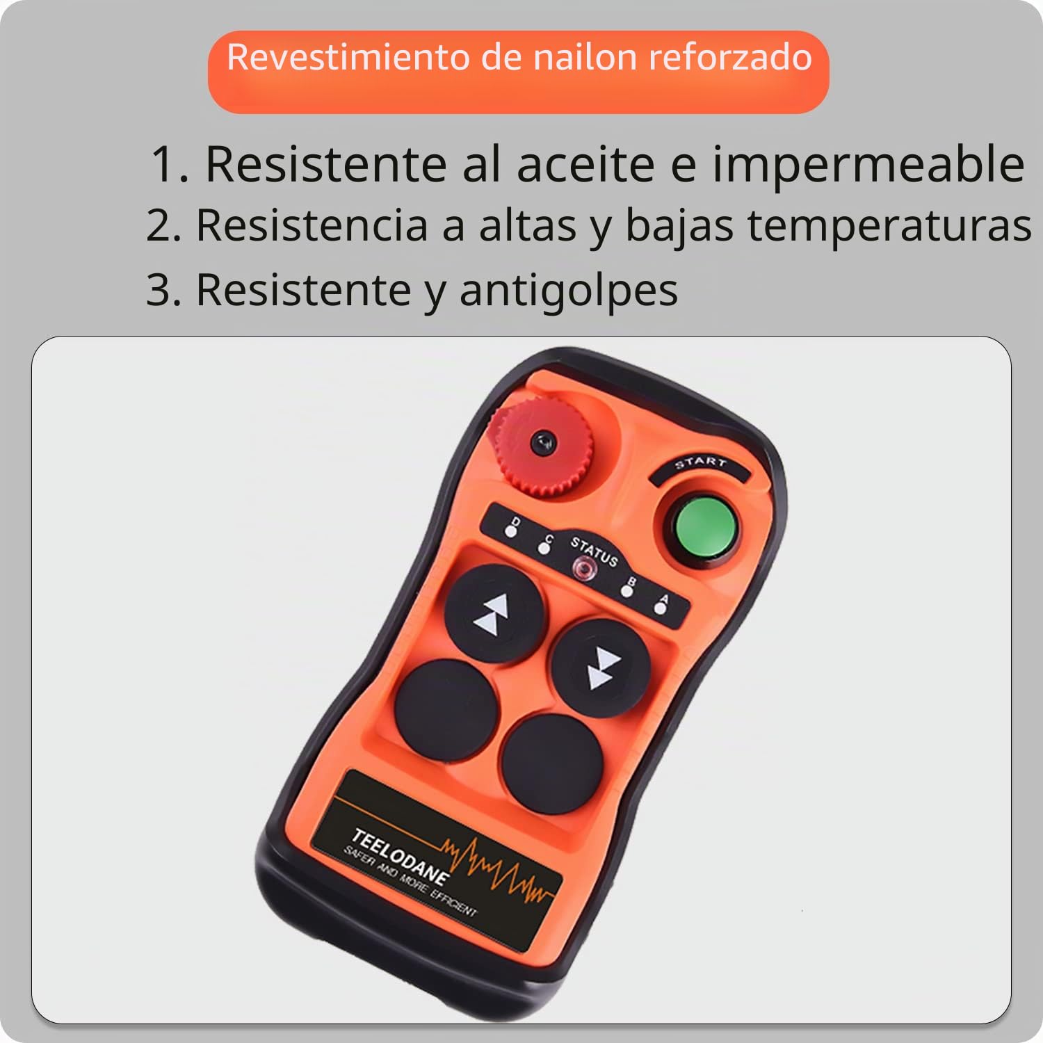 Kit de Control Remoto de grúa inalámbrica Industrial, 1 Movimientos, 2 Botones, 12v, 24v, Receptor transmisor de polipasto eléctrico con Parada de Emergencia (12-24V) (220V CA)