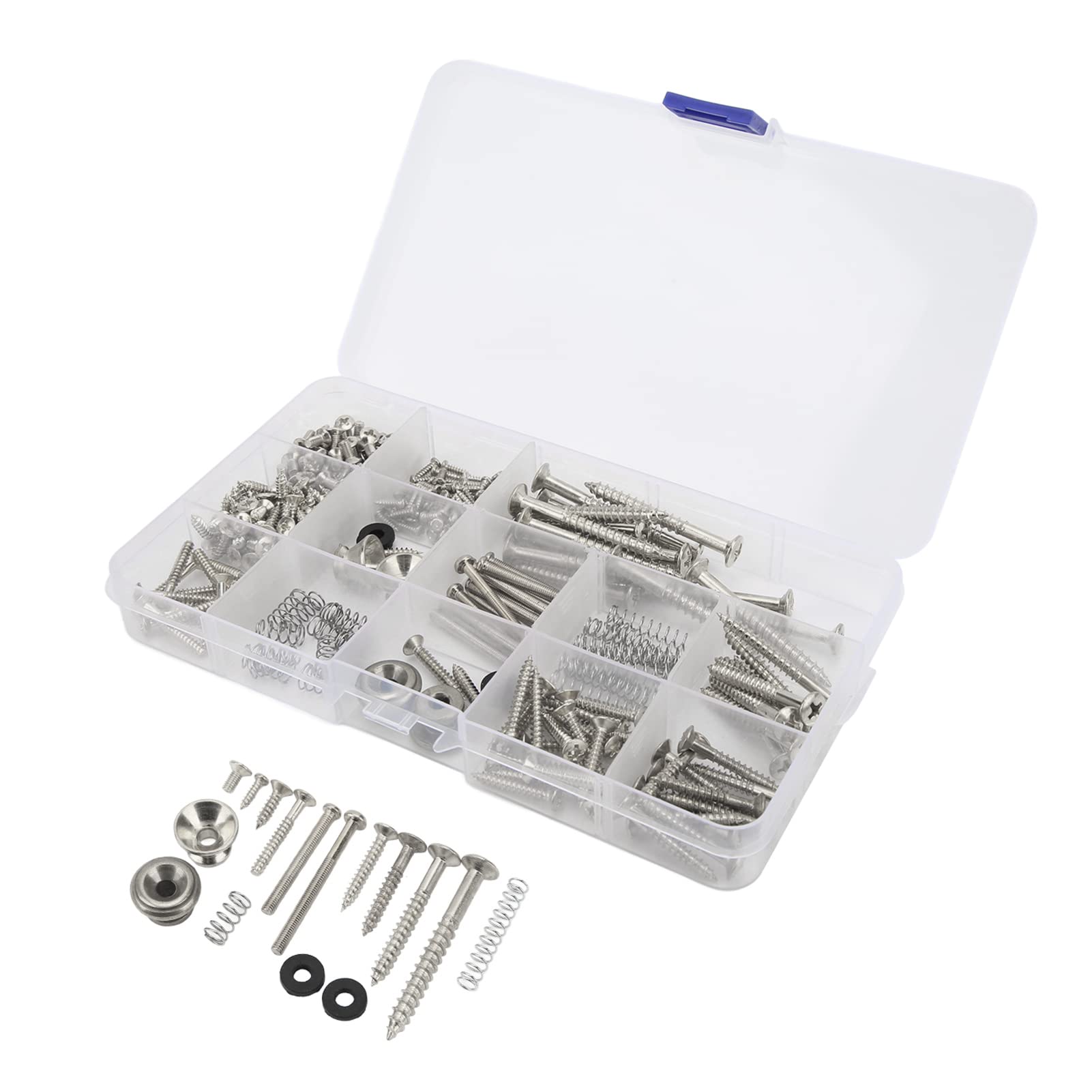 Kit de Tornillos para Guitarra Eléctrica Juego Surtido de Correas de Tornillos de Metal de Primera Calidad con Arandelas de Resorte para Reparación y Mantenimiento de Guitarras (Plata)