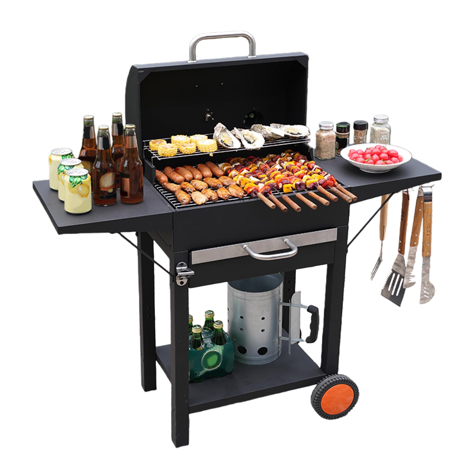 Matybobe Barbecue Portatile Compatto, Griglia Senza Fumo con Ripiani