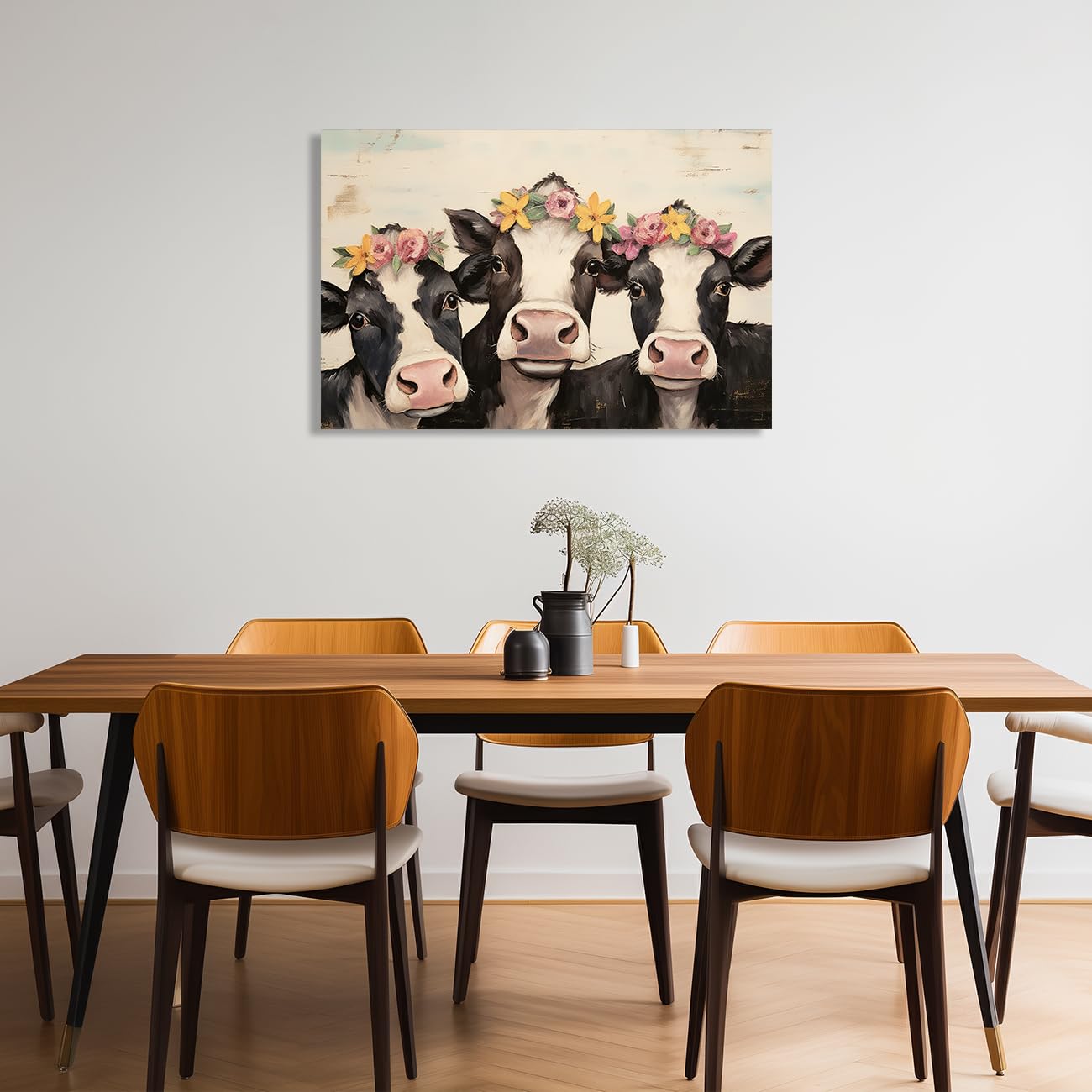 Amazon.co.jp: ZQQART かわいい牛 キャンバスウォールアート 素朴な