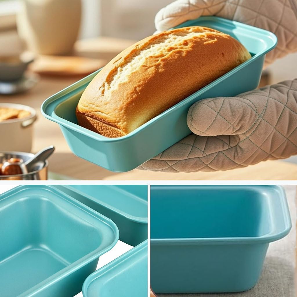 3-Pack 13x5 Nonstick Loaf Pan, 450°F Oven Safe Carbon Steel Bread Pans for Easy Release & Quick Clean, Ideal for Home Bakers Baking Banana Bread, Meatloaf, Cake & Sourdough - Image 4
