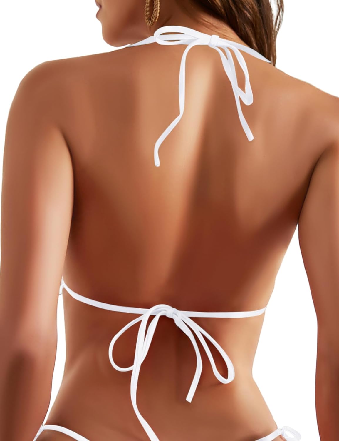 Women's Triangle Bikini Tops String Sexy Halter Push Up Padded Swimsuit Top - Image 4