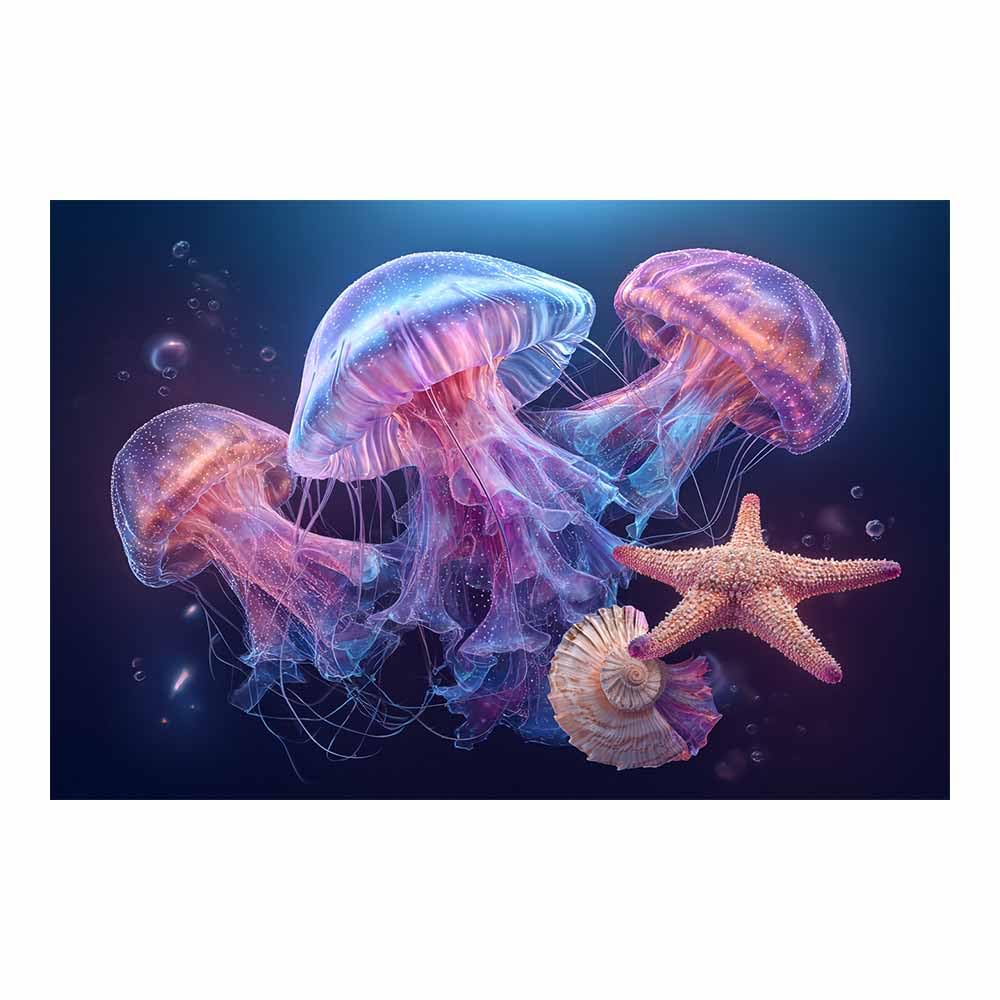 HUYEEI marine animals Canvas Wall Art School of Jellyfishs Canvas Prints Posters Modern Artwork for Livings Room Bedroom Bathroom Home Office(pink)-60x90cm Unframed