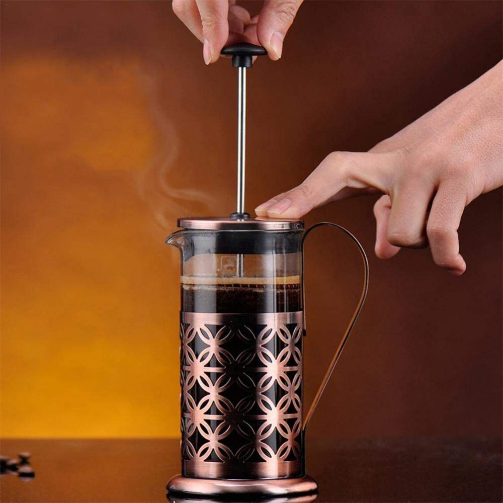 zaizai Olla de Prensa de café de Prensa Francesa Olla de Prensa Francesa, Estructura de Acero Inoxidable y Vidrio de borosilicato Resistente al Calor, 600 ml