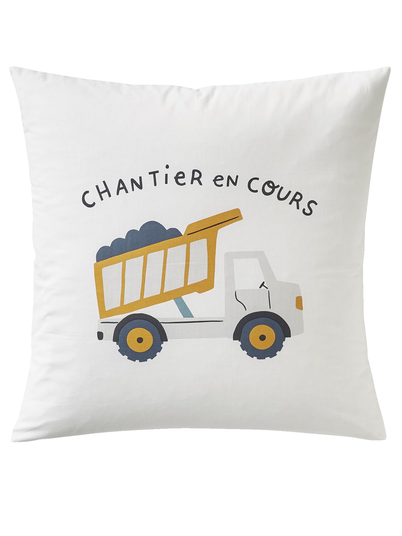 VERTBAUDET Parure Housse de Couette + taie d'oreiller Enfant Quel Chantier ! écru/Multicolore 140X200 63X63