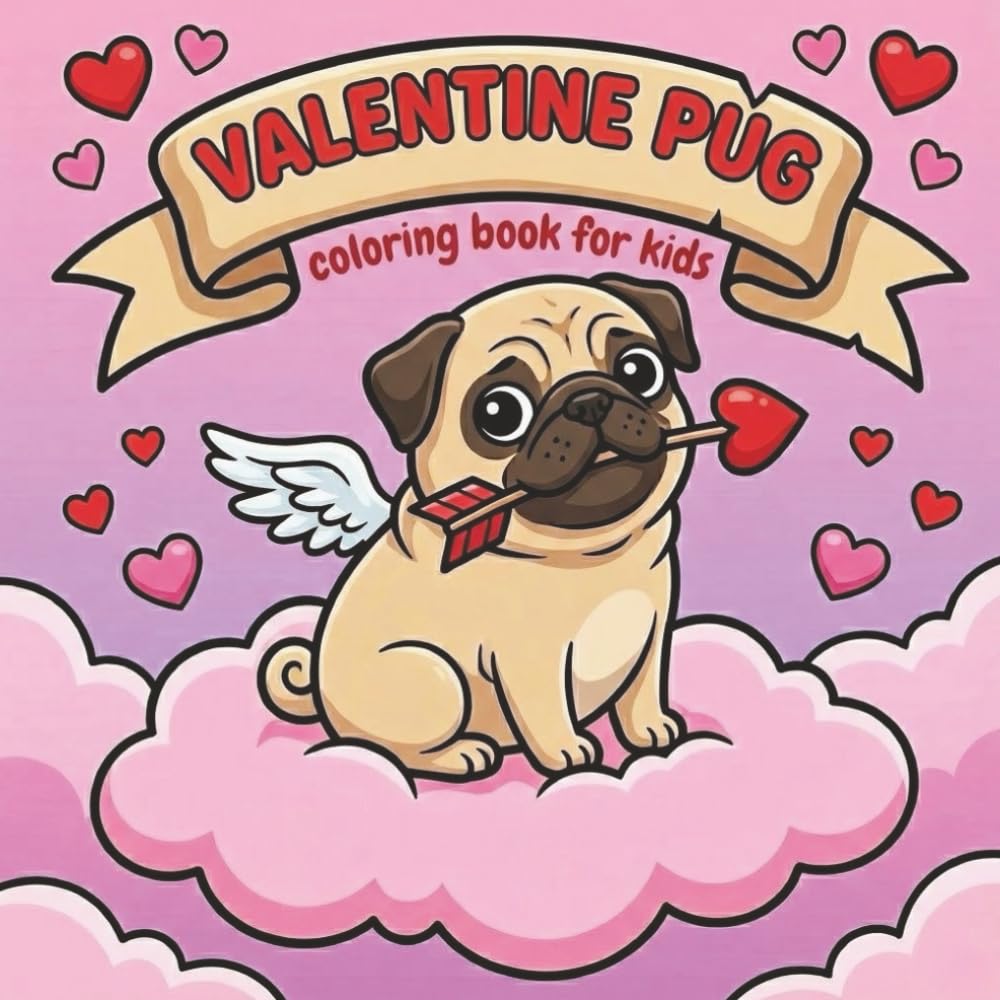 Valentine Pugs & Kisses: Cute Valentine's Day Coloring Book for Kids Ages 4+ | Funny Puppies, Hearts, Sweets & Fun Activities for Boys and Girls (The Chubby Pug Adventures Coloring Series)