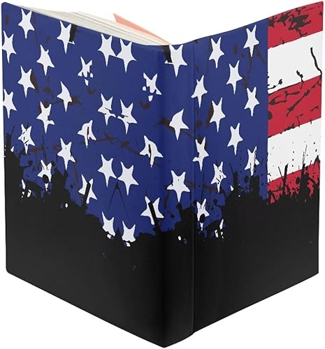 Miniatura 5 de Rnyleeg Funda de libro de bandera estadounidense para amantes de los libros, fundas elásticas para libros de tapa dura, cubierta de libro de texto