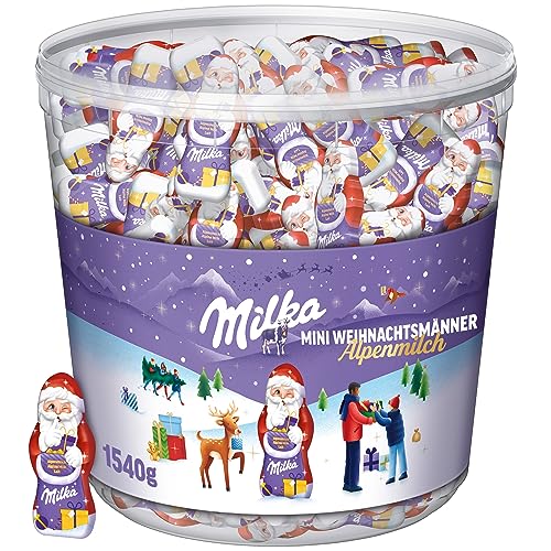 Milka Mini Weihnachtsmänner 1 x 1540g I Weihnachtsschokolade Großpackung I Adventskalender I 175...