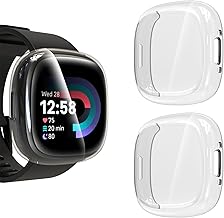 KIKISML 2 PCS Screen Protectors Compatible with Fitbit Sense 2 / Versa 4, Full Protective Ultra Slim Soft TPU Case Cover Compatible with Fitbit Sense 2 / Versa 4(Clear, Clear)