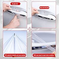 Vista 4 de 4 calcomanías protectoras para manija de puerta de automóvil, película protectora universal de fibra de carbono antiarañazos para la mayoría