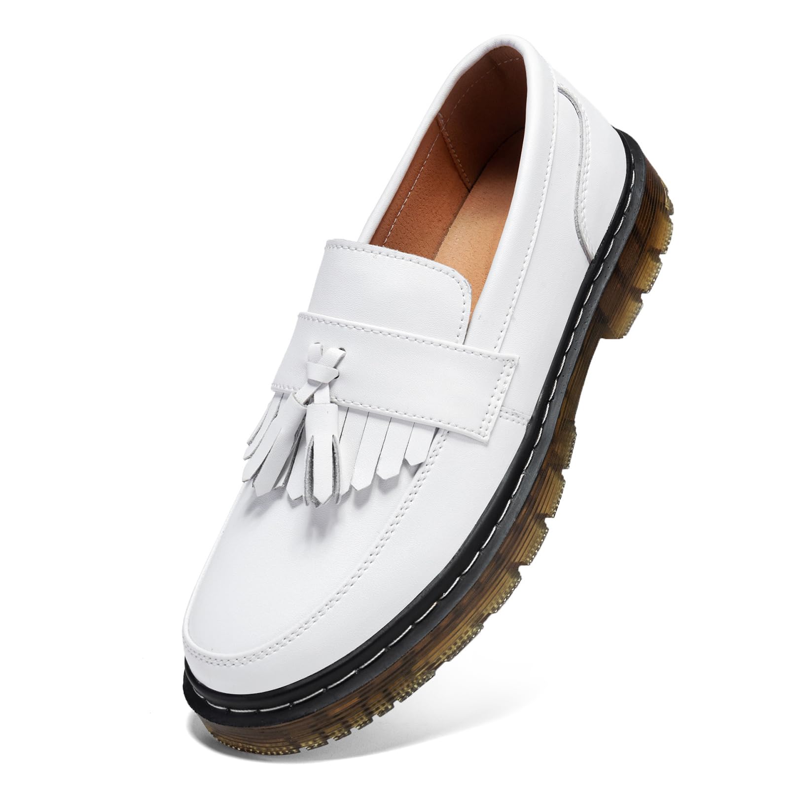 FLSHO Women's Classic Penny Loafer Platform Chunky Heel Loafer for Women Comfortable Womens Business Casual Shoes