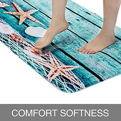 2' X 6' Flannel Starfish Seashell Wood Bathroom Carpets Rugs Bath Mat Bath Rugs Anti-Slip Kitchen Mats Bathroom Mat Bathroom Carpets (Red Starfish) #TOP1