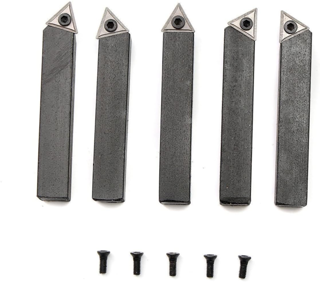Gadpiparty Lathe Turning Tools 5 Pcs Indexable Carbide Tipped Lathe Cutter Tool Set Carbide Turning Inserts Boring Bar