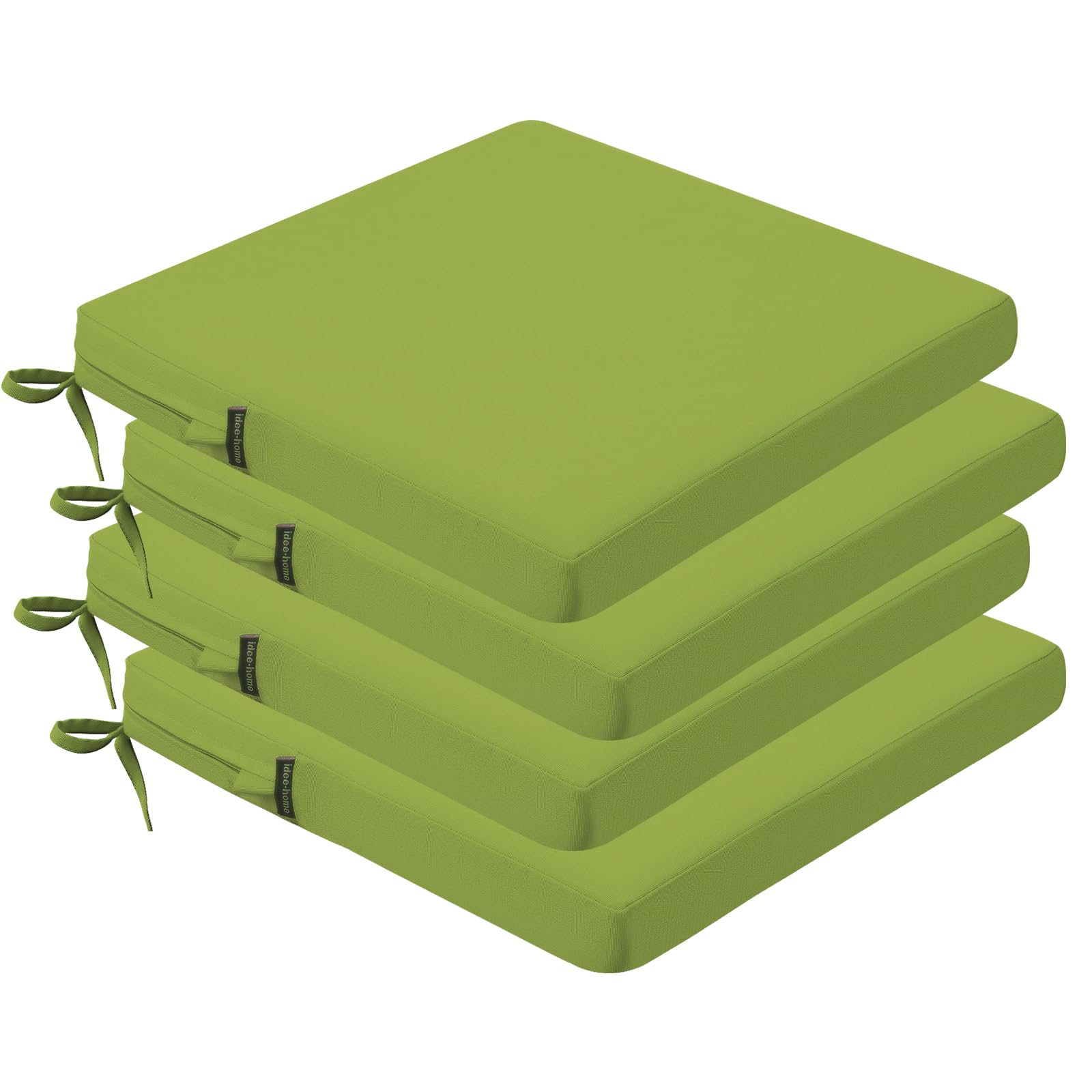 idee-home Outdoor Chair Cushions Set of 4, 19" x 19" Outdoor Seat Cushion Waterproof Patio Furniture with Ties, Dining Chair Pads