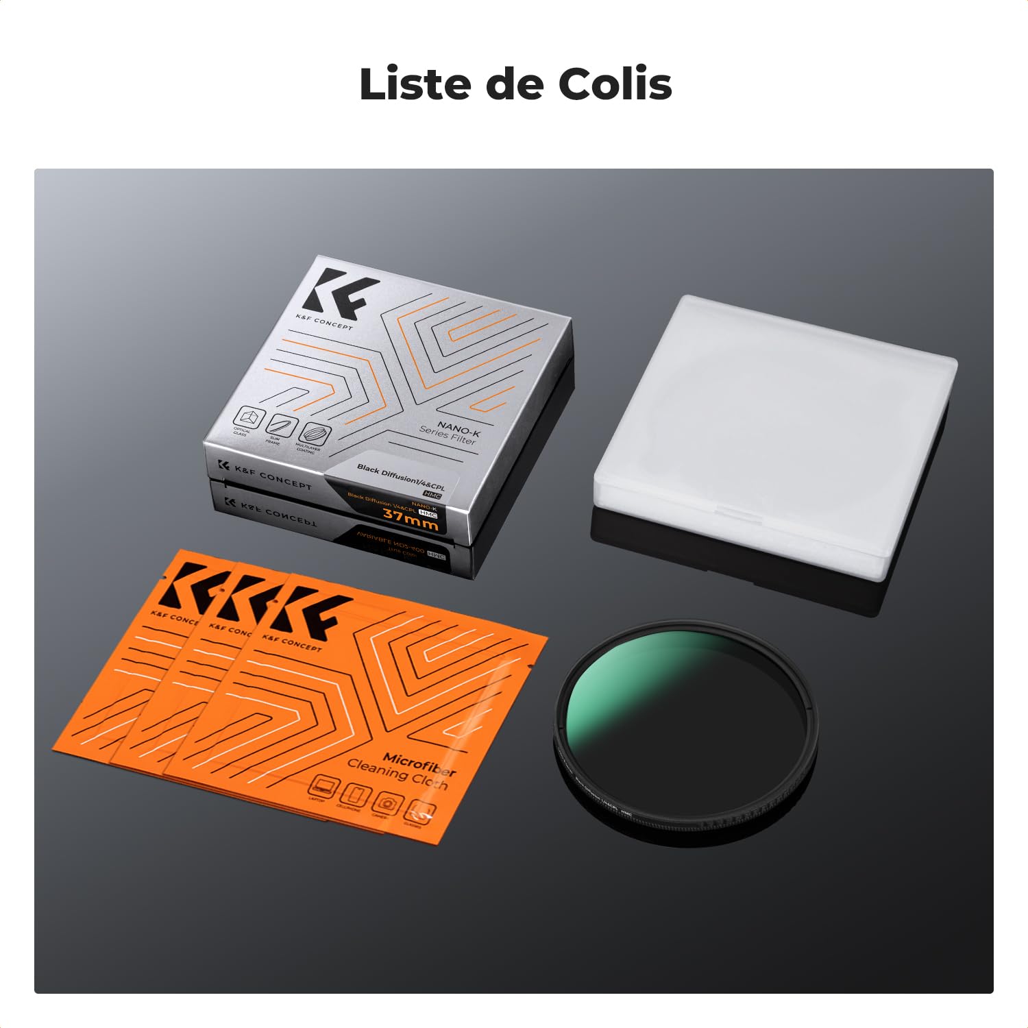 K&F CONCEPT 40.5mm Filtre Black-Mist 1/4+CPL 2 en 1 Effet Diffusion Polarisant et 3 Chiffons de Nettoyage pour Objectif Appareil Photo (Nano-Klear Série)